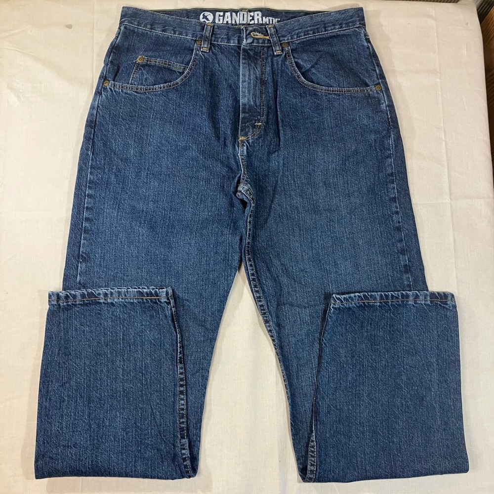 Gander Mountain Mens 33x30 Relaxed Straight Leg Jeans Dark Wash Denim MGMRELS